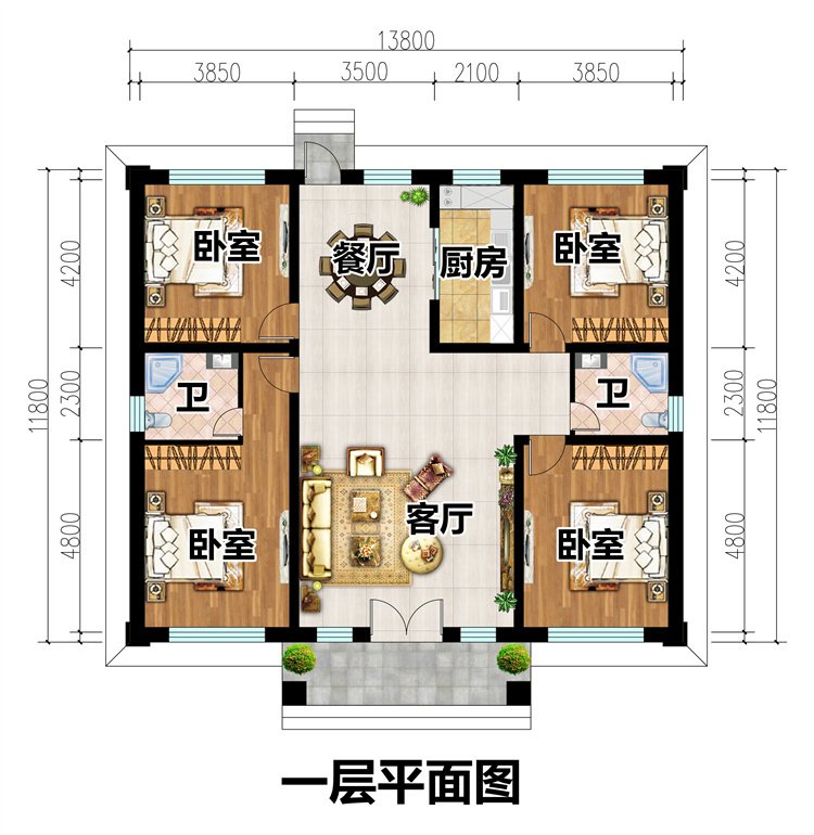 農(nóng)村一層戶型設(shè)計(jì)方案2