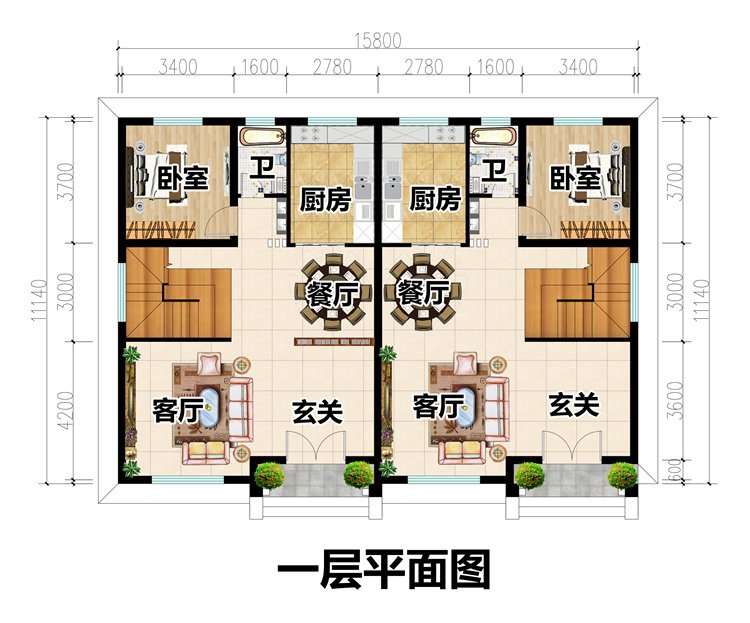 二層雙拼別墅設(shè)計圖2