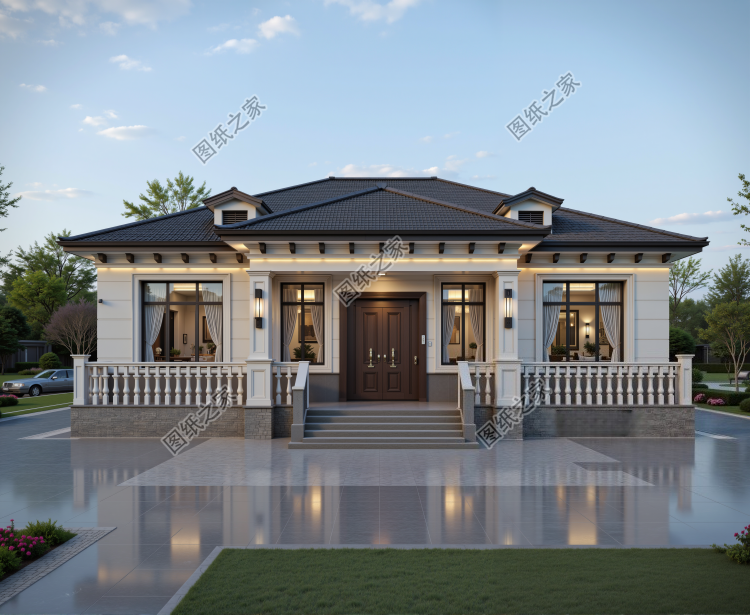 一層農村自建房別墅設計方案,左右對稱布局好