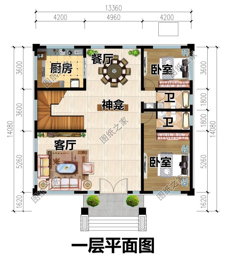 最新自建小樓二層農村別墅設計圖,大氣好看,13米乘14米