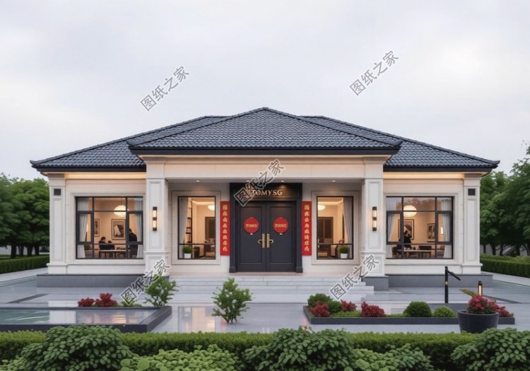 一層農(nóng)村自建房設(shè)計(jì)，背面不開窗，15乘10米，內(nèi)部布局實(shí)用