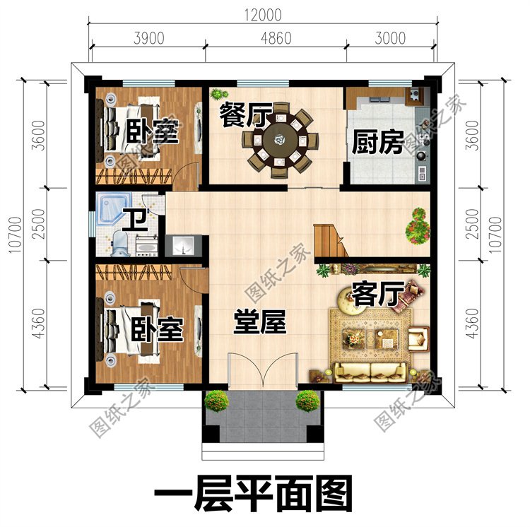 開間12米二層農(nóng)村別墅設計圖,占地適中,實用又經(jīng)濟!