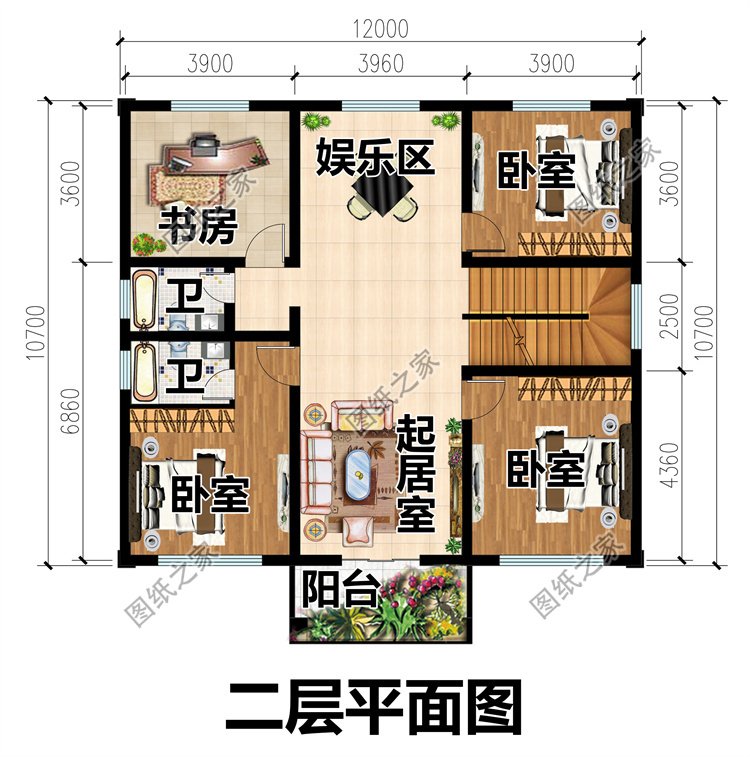 開間12米二層農(nóng)村別墅設計圖,占地適中,實用又經(jīng)濟!